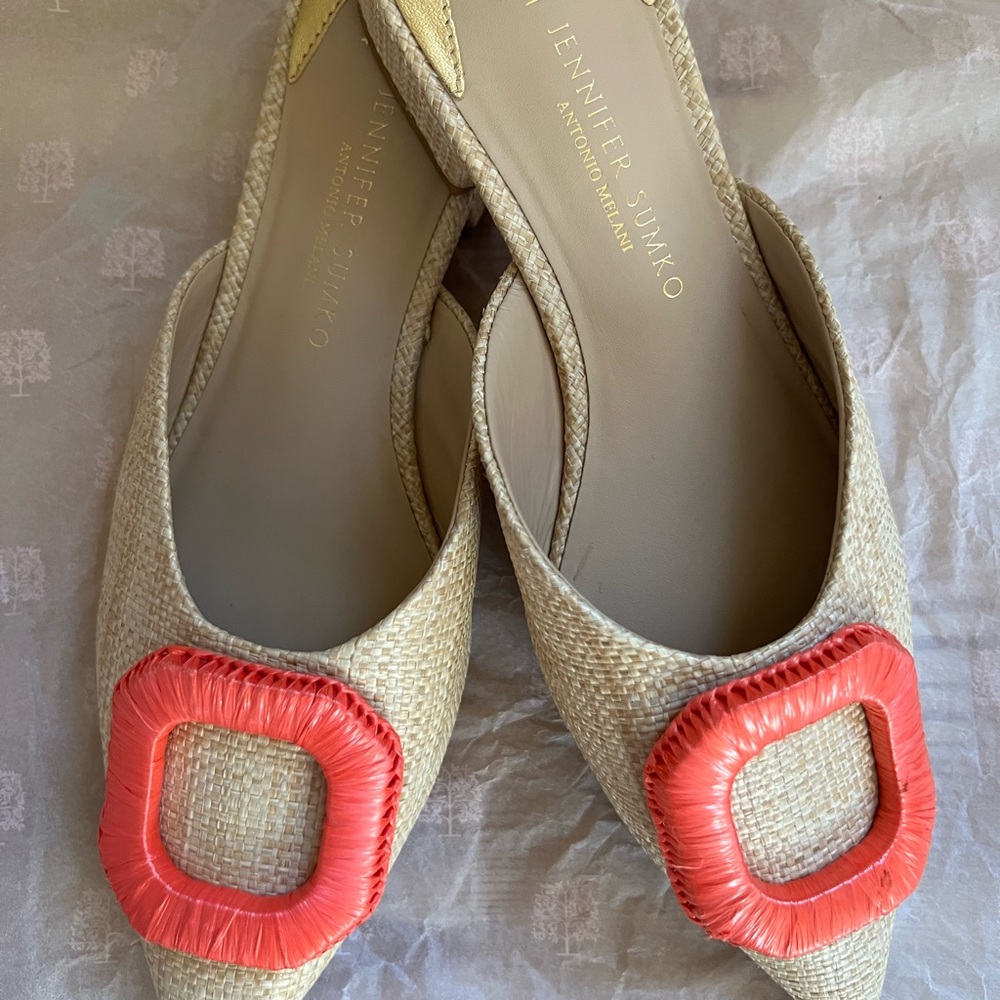 ANTONIO MELANI Woven Flats with Coral Detail